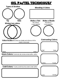 Oil Pastel Technique Worksheet by The Soulful heARTist | TPT Oil Pastel For Beginners Step By Step, Oil Pastel Lesson High School, Art Projects Middle School Lesson Plans, Elementary Art Worksheets Printables, Blend Oil Pastels, Art Worksheets Printables, Oil Pastel Techniques, Pastel Techniques, Art Handouts