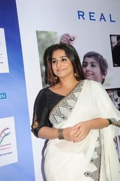 Vidya Balan Kajol Saree, Wife And Husband, Traditional Silk Saree, Blouse Designs Indian, White Saree, Indian Cinema