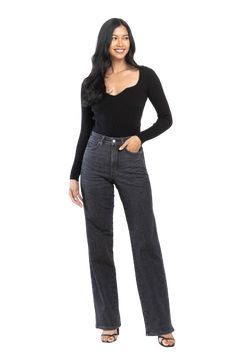 Judy Blue has done it again! This time in a high waisted tummy control straight leg style in a gorgeous charcoal/washed black denim. No longer do your jeans have to make you angry! These will solve the problem of needing jeans that stretch with your every move and they can take you to all your activities! 92% Cotton / 7% Polyester / 1% Spandex FRONT RISE: 12.25" INSEAM: 33" If you've never worn Judy Blue Jeans and aren't sure what size to order PLEASE adhere to these sizing suggestions to avoid Black Fitted Rigid Denim Pants, Washed Black Straight Rigid Denim Bottoms, Washed Black Mid-rise Rigid Denim Bottoms, Dark Wash Rigid Denim Full-length Pants, Black Non-stretch Denim Pants, Judy Blue Jeans, Black Denim, Straight Leg, Tights