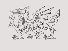 a black and white drawing of a dragon