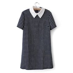 Material: PolyesterLength: Above Knee, MiniCollar: Turn-Down CollarSleeve Length: ShortWaistline: NaturalSilhouette: Straight Preppy Plaid Short Sleeve Dress, Plaid Collared Dress For Work, Collared Gingham Dresses, Short Sleeve Gingham Dress For Work, Gingham Short Sleeve Dresses For Work, Summer Plaid Short Sleeve Dress For Work, Short Sleeve Gingham Plaid Dress For Work, Gingham Plaid Short Sleeve Dress For Work, Grid Dress