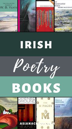 the irish poetry books are featured in this collage