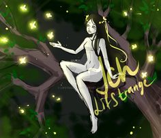 a woman sitting on top of a tree branch with the words life is strange written below her