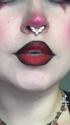 Emo Makeup Ideas Goth, Anime Make Up Tutorial, 300x300 Aesthetic Spotify Pfp, Make Up Ideas Grunge, Goth Lipstick Tutorial, Makeup Ideas Egirl, Cool Goth Makeup, Lips Makeup Ideas, Emo Lipstick