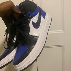 Bought From The Nike Store, Never Worn , Brand New. Blue And Black Womens Size 7.5 Mid Dunks, Nike Shoes Retro, Nike Retro Shoes, Black And White Nikes, Nike Retro, Black Nike Shoes, Shoes Retro, Retro Blue, Retro Shoes