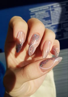 Mirrorball Inspired Nails, Scorpio Leg Tattoo Women, Oval Nails Designs, Pink Tip Nails, Elegant Touch Nails, Unghie Sfumate, Casual Nails, Oval Nails