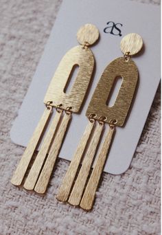 Fun and playful lightweight earring. Made in USA Brass Charms, Travel Jewelry, Light Weight Earrings, Brushed Brass, Cocktail Napkins, Clutch Wallet, Stocking Stuffers, Mens Gifts, Bootie Boots