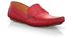 Classic Women's Moccasins 5250 Red Leather Moccasins With Moc Toe, Red Leather-sole Moccasins With Moc Toe, Casual Italian Leather Slip-on Shoes, Classic Red Moccasins For Galas, Red Leather Moc Toe Shoes With Leather Sole, Casual Red Loafers With Textured Sole, Casual Leather Loafers With Red Sole, Red Leather Moccasins With Leather Sole, Red Slip-on Moccasins With Rubber Sole