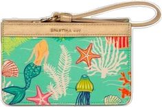 Casual Wristlet With Wrist Strap, Golden Mermaid, Spartina 449, 10 Year Anniversary, Island Style, Medium Tote, Travel Case, Wrist Strap, Beach Day