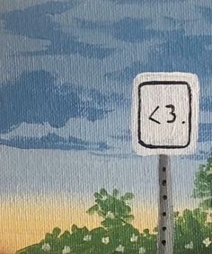 a painting of a street sign with the number 3 painted on it's side