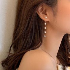 Bought For A Wedding & Did Not Wear. Never Worn, New In Packaging. Gorgeous Length. Beach Wedding Bridesmaid Earrings, Pearl Bridal Jewelry Bohemian, Beach Wedding Jewelry Earrings, Mode Kawaii, Korean Accessories, Long Pearl Earrings, Gold Pearl Earrings, Earring Crafts, Pearl Earrings Dangle