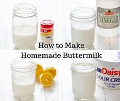 four images showing how to make homemade buttermilk