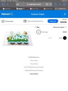 the website for walmart is displayed with an image of cupcakes on it