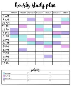 a printable weekly planner for students with the text,'busy study plan '