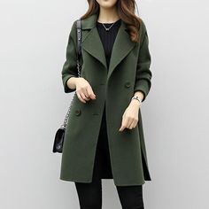 Double-breasted Causal Woolen Coat Winter Coat Fall Fashion Coats, Long Overcoat, Palau, Woolen Coat, Short Coat, Winter Coats Women, Fashion Mode, Women's Coats, Seychelles