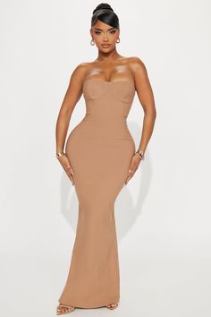 Sabrina Strapless Maxi Dress - Mocha Fashion Nova Outfits Dresses, Nude Color Dress, Dinner Outfit Classy, Marilyn Melo, Glam Closet, Dress Sweetheart Neckline, Outfit Classy, Fasion Outfits, Fashion Nova Outfits