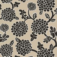 black and white flowers on a beige background