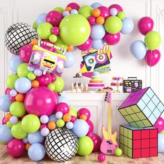 a birthday party with balloons and decorations