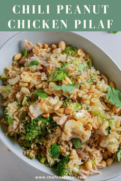 a white bowl filled with chicken and broccoli