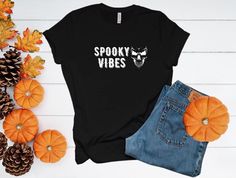 Spooky Vibes Creepy Skull Shirt Halloween Shirt Spooky - Etsy