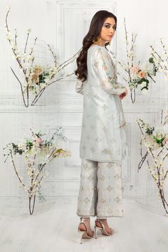 Moon Glow | Pakistani Designer Outfit | Sarosh Salman Checks Design, Net Shirt, Designer Outfit, Simple Pakistani Dresses, Modest Wear, Cheque Design, Pakistani Designers, Moon Glow, Silk Thread