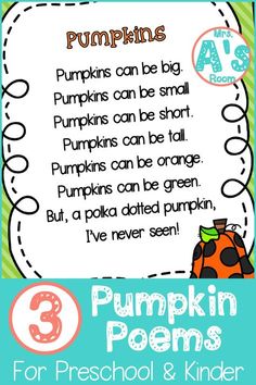 pumpkin poem for preschool and kind of writing