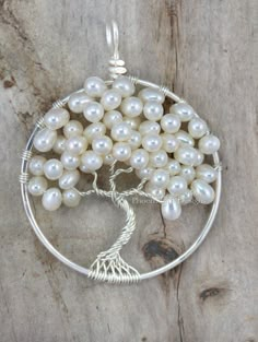 Árbol de boda árbol de la vida colgante perla agua dulce de la boda joyería de… Tree Necklace, Diy Schmuck