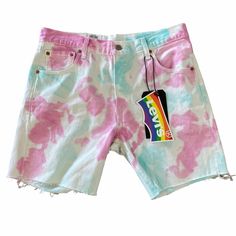 Levi’s 501 ‘93 Cut Off 7” Pride Tie Dye Shorts 30. New With Tags. Special Pride Release. Pretty White Pink And Light Blue Tie Dye Pattern. Open To Offers Aloha Always! Cheap Multicolor Letter Print Shorts, Pride Tie Dye, Light Blue Tie, Mens Jean Shorts, Levis Denim Shorts, Mens Denim Shorts, Vintage Denim Jeans, Tie Dye Pattern, Black Jean Shorts