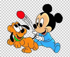 mickey mouse and pluto the dog playing with each other, cartoon character png clipart