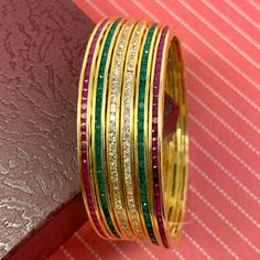 Formal Multicolor Jeweled Bangle, Bangle For Diwali Celebration, Elegant Bangle For Navratri, Elegant Bangle For Navratri Gift, Elegant Gold Bangle For Navratri, Elegant Multicolor Bangle For Celebration, Festive Formal Jeweled Bangle, Festive Jeweled Bangle For Formal Occasions, Festive Bollywood Style Formal Bangle