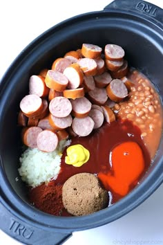 the meal is prepared and ready in the slow cooker to be eaten for lunch