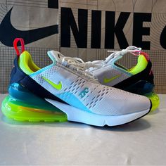 These Womens Nike Air Max 270s Are Adorable! This Color Is Super Hard To Find! These Shoes Are Brand New In The Original Box, But They Do Not Come With The Box Top. Please Contact Me With Any Questions. Thank You So Much For Looking And Have A Great Day! Nike Custom Sneakers With Air Cushioning For Jogging, Green Training Sneakers With Air Cushioning, Green Custom Sneakers With Air Max For Light Sports, Green Custom Sneakers With Air Cushioning For Light Sports, Green Custom Sneakers With Air Cushioning For Running, Green Nike Air Max For Running, Green Nike Air Max Running Shoes With Cushioning, Green Nike Air Max Running Shoes, Green Nike Air Max Running Shoes With Round Toe