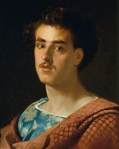 a painting of a young man with a brown shawl