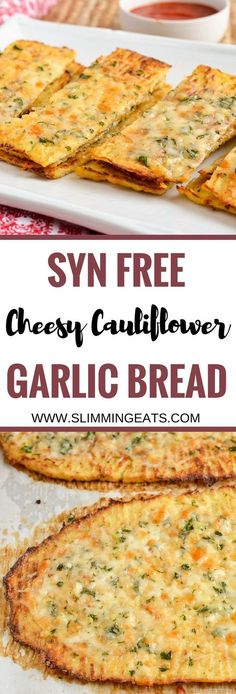 an easy cheesy cauliflower garlic bread recipe is ready to be eaten