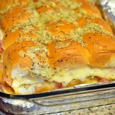 a casserole dish with meat and cheese in it