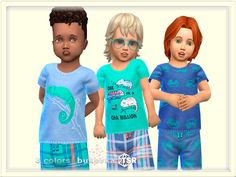 three children in pajamas standing next to each other with their hands on their hipss