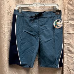 Men's Swim Trunks. Side Fabric Is 4 Way Stretch Nwt Size 28 Blue Sporty Shorts For Water Sports, Blue Fitted Surfing Shorts, Fitted Blue Surfing Shorts, Blue Sporty Surfing Shorts, Sporty Blue Surfing Shorts, Fitted Casual Surfing Bottoms, Blue Casual Surfing Shorts, Casual Blue Surfing Shorts, Purple Flats