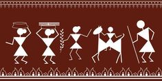 an image of some people dancing in the style of art nouveauism, with red and white background