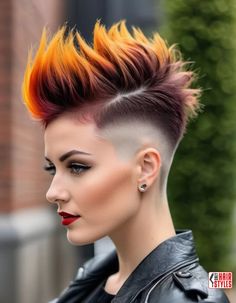 Short Hair Color Ideas Unique, Spring Hairstyles For Short Hair, Short Hair Plus Size, Short Hair Shaved Sides, Short Hair Mohawk, Black White Hair, Shaved Side Hairstyles, Hair Color Crazy, Mohawk Hairstyles