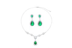 Shop our stunning Silver Emerald Green Cubic Zirconia 19" Necklace and Earrings Set. Captivate with its vivid green hue and dazzling sparkle. Green Crystal Jewelry For May Birthstone, Green Crystal Jewelry Sets For Formal Occasions, Green Crystal Jewelry With Matching Earrings, Green Cubic Zirconia Jewelry Sets With Matching Earrings, Green Cubic Zirconia Necklaces With Matching Earrings, Green Cubic Zirconia Necklace With Matching Earrings, Necklace And Earrings Set, Necklace And Earrings, Earrings Jewelry