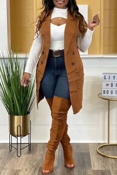 Winter Mode Outfits, Sleeveless Outfit, Classy Casual Outfits, Turndown Collar, Plus Size Kleidung, Mode Inspo, Looks Chic, Curvy Outfits, Fall Fashion Outfits