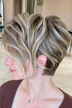 Short Hairstyles That Are Always in Style Pixie With Long Fringe, Dimensional Blonde Pixie, Blonde Highlight Pixie, Pixie Before And After Haircuts, Short Hair Back View Pixie, Balayage Pixie Hair, Pixie Cut Long Bangs, Long Pixie With Undercut, Layered Long Pixie