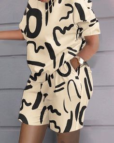 Shipping: Worldwide Express Shipping AvailableDelivery time: 7-15Days Fast ShippingReturns: Fast refund, 100% Money Back Guarantee. Celana Fashion, Summer Prints Fashion, Two Piece Short Set, Plus Size Two Piece, Woman Suit Fashion, Loose Outfit, Linnet, Casual Sets, T Shirt And Shorts