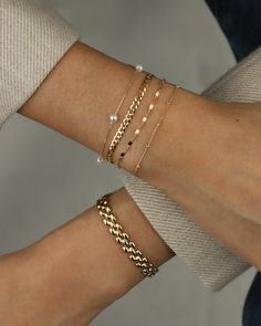 Shimmer and shine with the Dap Chain Bracelet from Goldhive. This luxurious bracelet is crafted from dainty 10k yellow gold dap chain. Whether styled solo or stacked with other treasured bracelets, this classic piece is an essential addition to any jewellery collection. 10k Yellow Gold Chain Width: 1.8mm Length: Adjustable: 6.5" - 7.5" Stack Bracelets Gold, Classic Gold Bracelet, Dainty Chain Bracelet, Classy Gold Bracelet, Gold Bracelet Dainty, Elegant Bracelet Stack, Everyday Gold Bracelet Stack, Bracelet Stacks Gold, Dainty Gold Bracelets