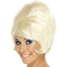 Complete your fancy dress look60s beehive style wigOne size fits most adultsFor best results use with a wig capSwing back to the 60s with a perfect beehive hairstyle. This blonde wig will transform your look without any of the effort or hairspray!Please note that this item is non-returnable due to hygiene reasons. This does not affect your statutory rights. 1960s Fancy Dress, 60s Fancy Dress, Beehive Hairstyle, Fancy Dress Wigs, Petite Blonde, Beehive Hair, Synthetic Fibres, 1960s Style, Halloween Wigs