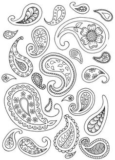 the paisley pattern is drawn in black and white, with lots of details on it