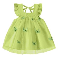 This BUTTERFLY Tulle Summer Dress is the perfect choice for any special occasion. The butterfly application on the tulle overlay creates a beautiful look that is sure to turn heads. Perfect for those warm summer months, this dress will keep your little one cool and stylish all summer long. Playful Summer Fairy Dress For Dress-up, Cute Fairy Dress For Summer Garden Party, Summer Dress With Floral Applique For Dress-up, Sleeveless Tulle Princess Dress For Summer, Sleeveless Summer Tulle Princess Dress, Summer Princess Dress With Ruffles For Garden Party, Playful Fairy Dress For Dress-up In Summer, Summer Garden Party Princess Dress With Ruffles, Green Princess Dress For Summer Dress-up