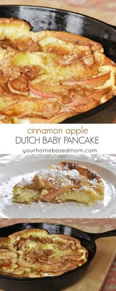 an apple dutch baby pancake in a cast iron skillet