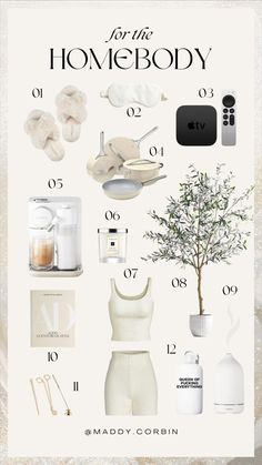 a white poster with some items on it