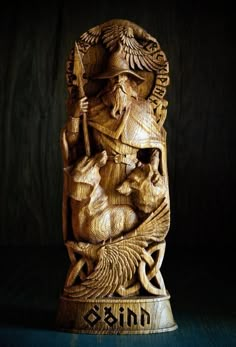 Norse Buildings, Odin Statue, Wooden Carving, Sculptural Jewelry, Norse Pagan, Viking Culture, Candle Carving